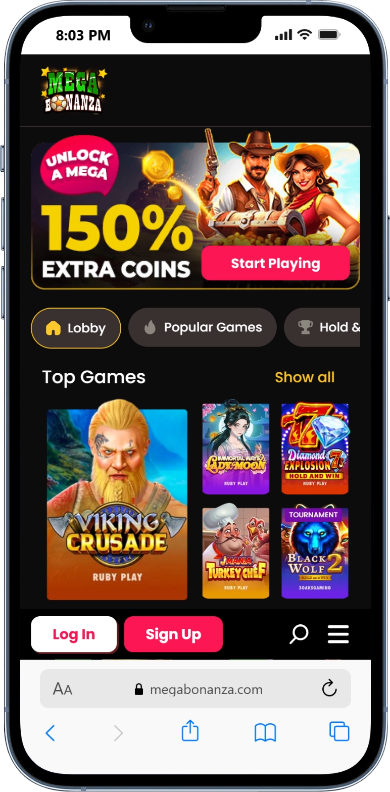 MegaBonanza - 150% extra coins promo